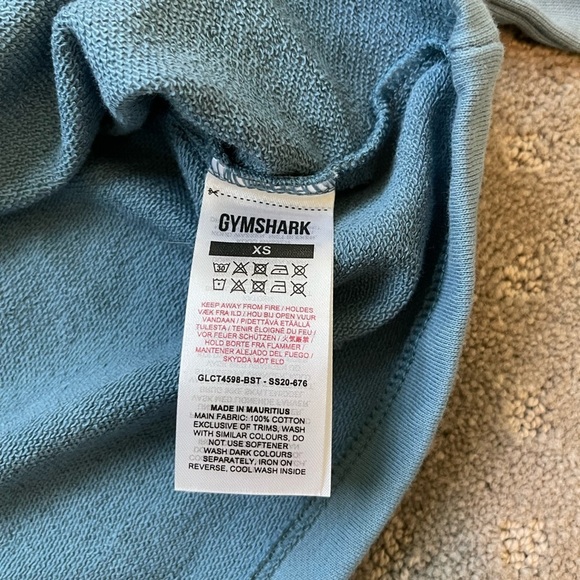 Gymshark Dusty Blue Crop Top 100% Cotton Size XS - Picture 4 of 5